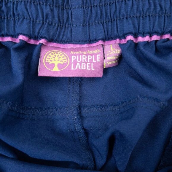 Healing Hands Purple Label Petite Scrub Pants Wide Leg Navy Blue Size L 31x27.5 - Picture 3 of 3